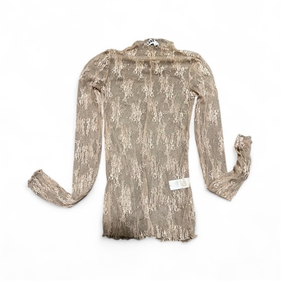 Lane 201 Tops - Lane 20 Tan Long Sleeve sheer lace Top SIZE S